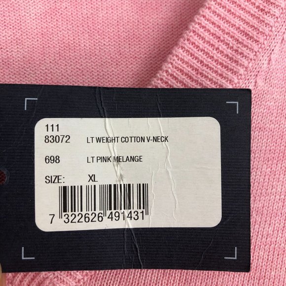GANT NWT Men's Size X-Large Light Pink Melange Lightweight V-Neck Knit Sweater - Picture 8 of 11
